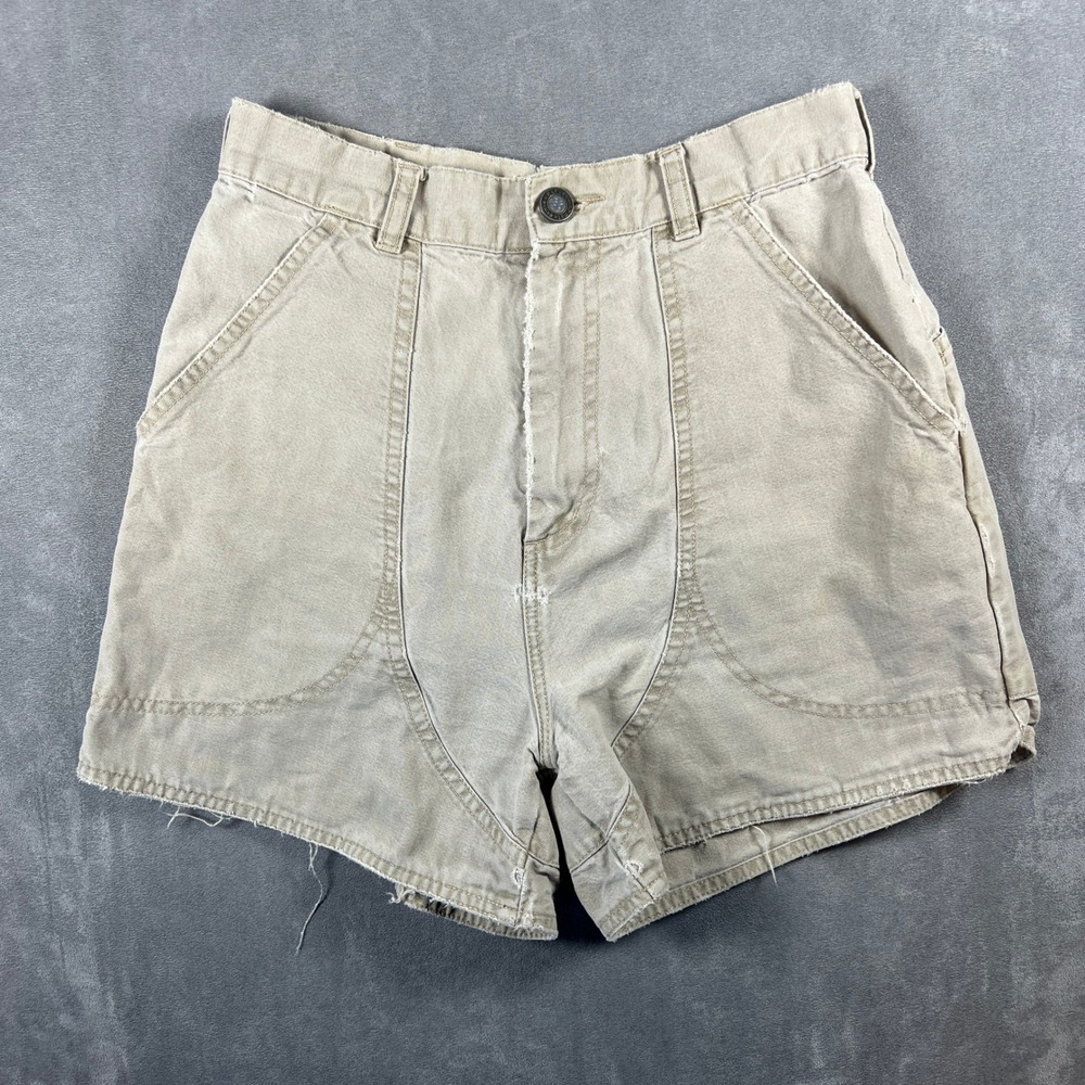 Vtg 90s Patagonia Canvas High Rise 3" Stand Up Hiking Shorts Womens 8 Tan
